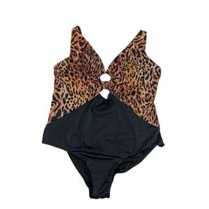 SWIMSUITS for ALL Leopard Print One-Piece Swimsuit Sz 20